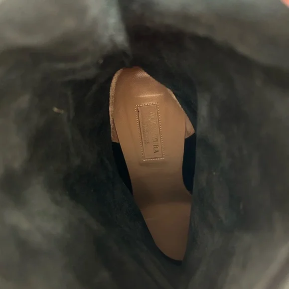 Aquazzura Black Leather Boogie Boots Sz 38.5